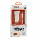 Wholesale 2in1 Car 20W PD Fast Power Delivery Charger with 3FT USB-C to IP Lighting Cable for iPhone, iDevice (Car - White)